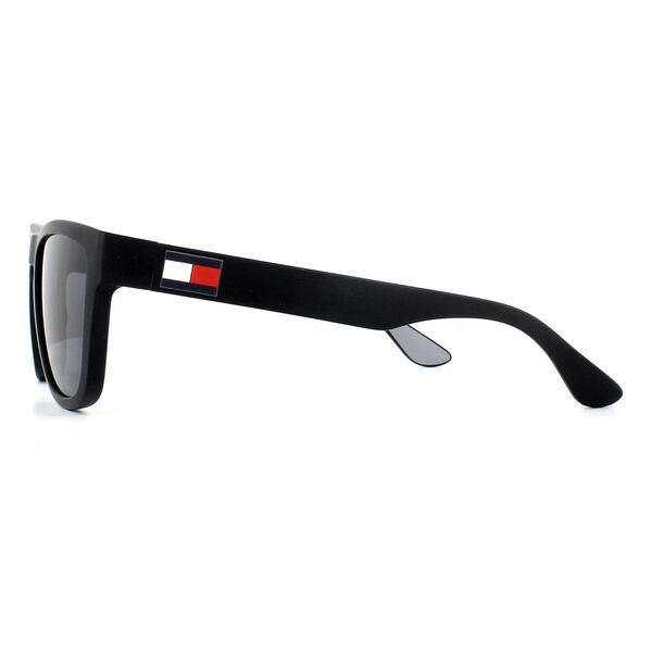 Tommy Hilfiger black men's square sunglasses with grey lenses - British product