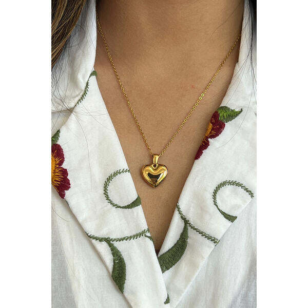 SVNX chunky heart pendant necklace in gold 40cm (British brand)