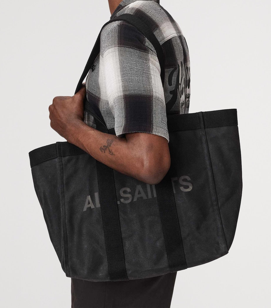 AllSaints Layo tote bag organic cotton canvas, imported from the UK
