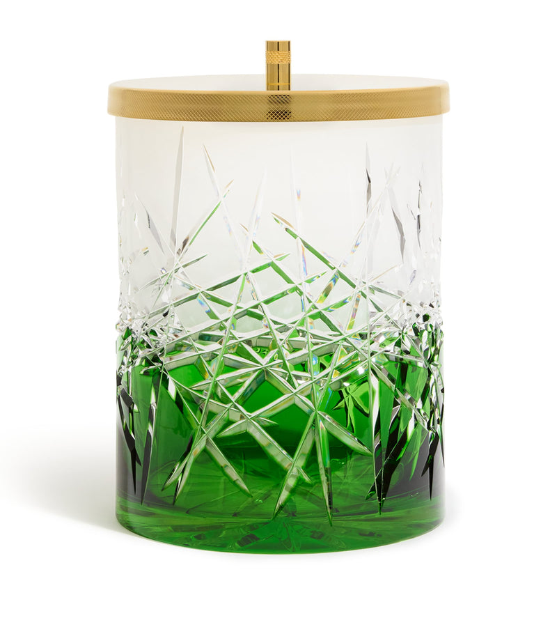Zodiac crystal ivy green bin with lid, 25cm x 19cm x 19cm (British brand)