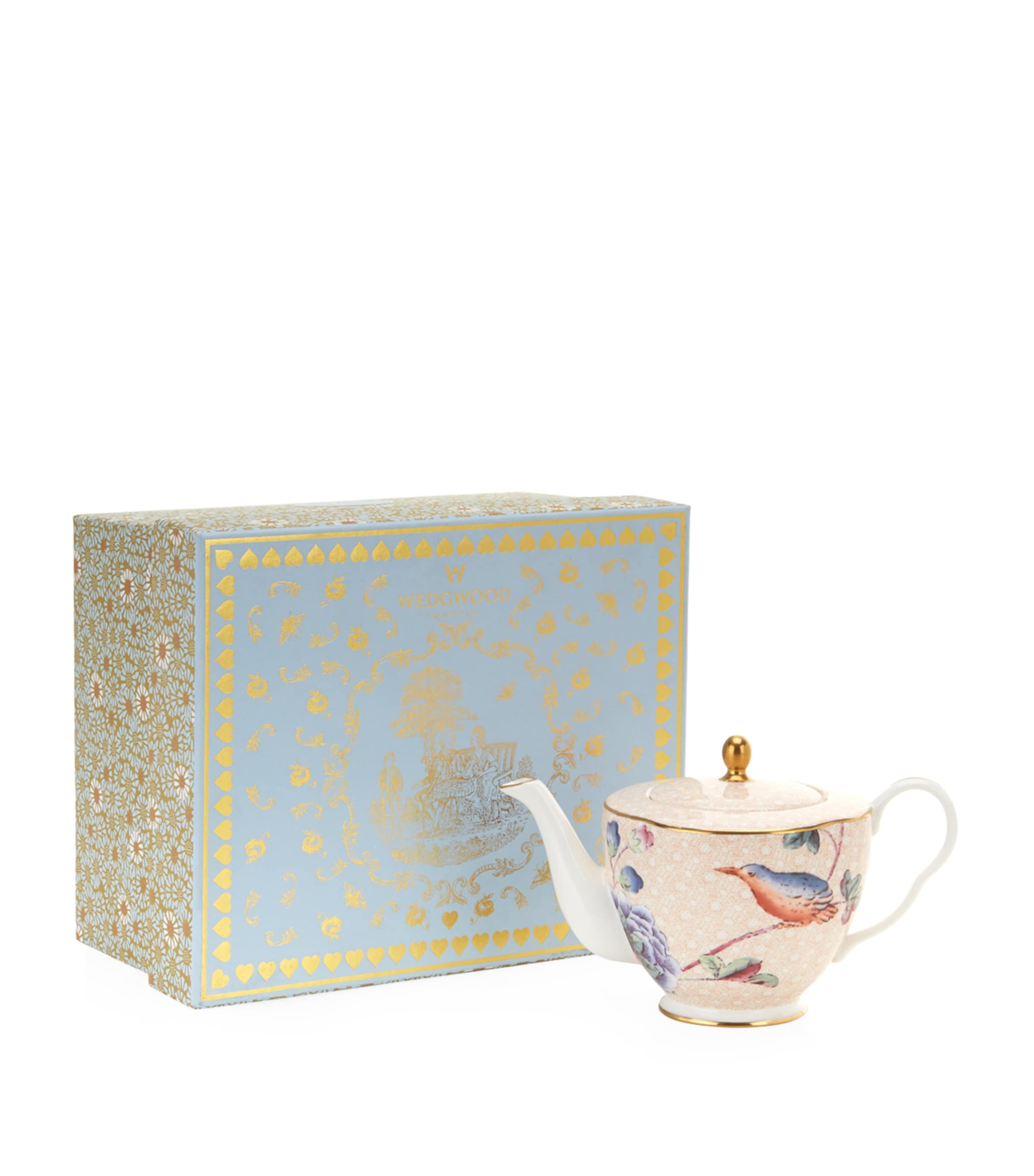 Wedgwood small teapot with floral print and gold accents (British brand)