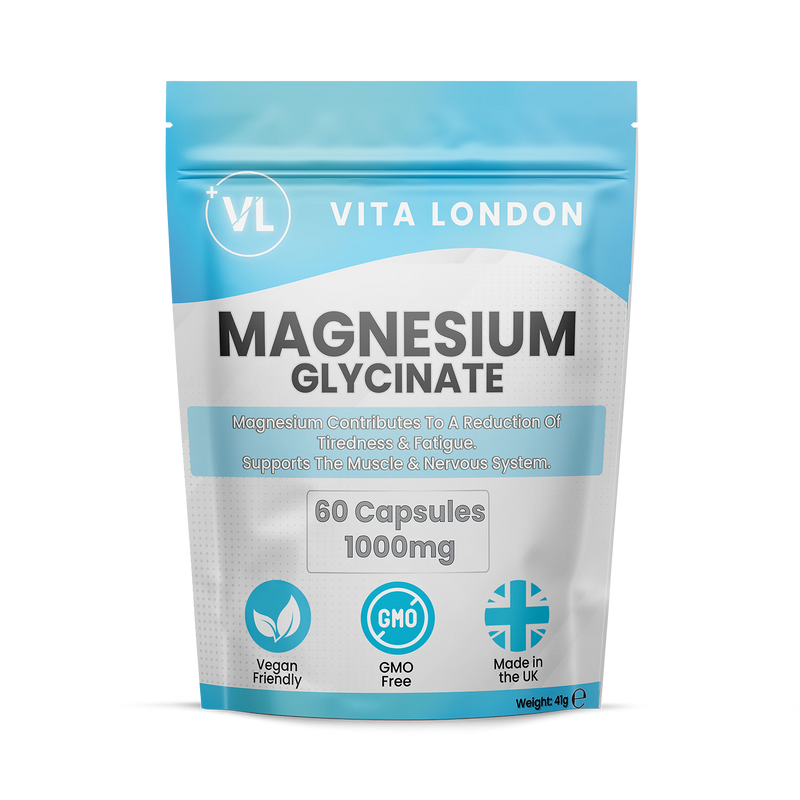 Vita London Magnesium Glycinate capsules 1000mg 60 caps (British brand)