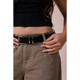 SVNX snake print belt in black with silver buckle - British product