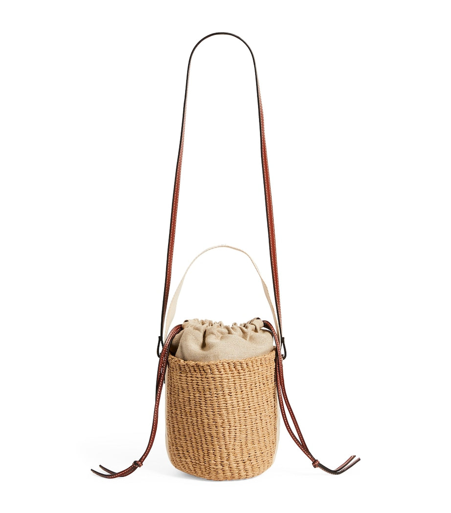 Chloé Small Woody Basket Bag in paper fibre with leather trims, UK version