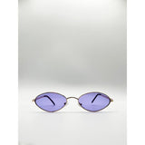 SVNX oval frame sunglasses with lilac lenses (British brand)