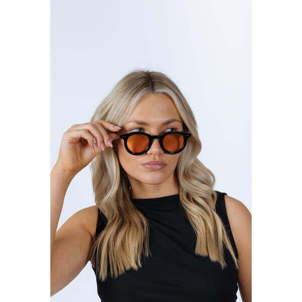 SVNX bold rounded sunglasses black orange UV400 - British product
