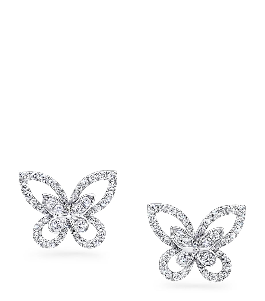 Graff white gold diamond butterfly stud earrings 1.3cm - British product