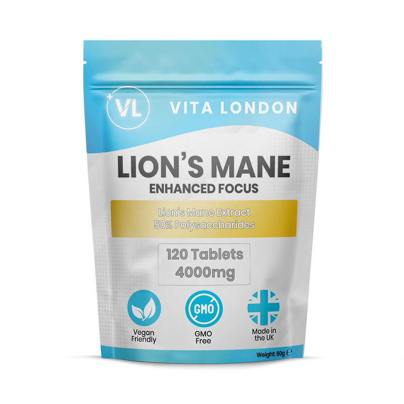Lion's Mane 4000mg mushroom supplement 120 tablets - British product