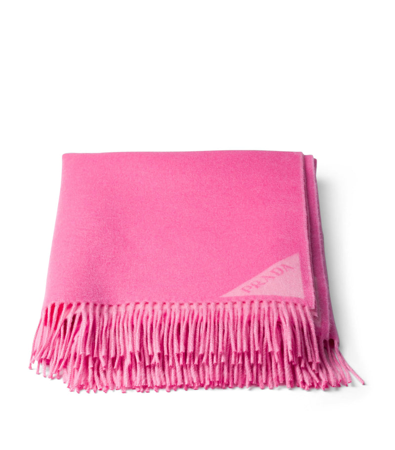 Prada wool-cashmere jacquard logo throw, imported from the UK