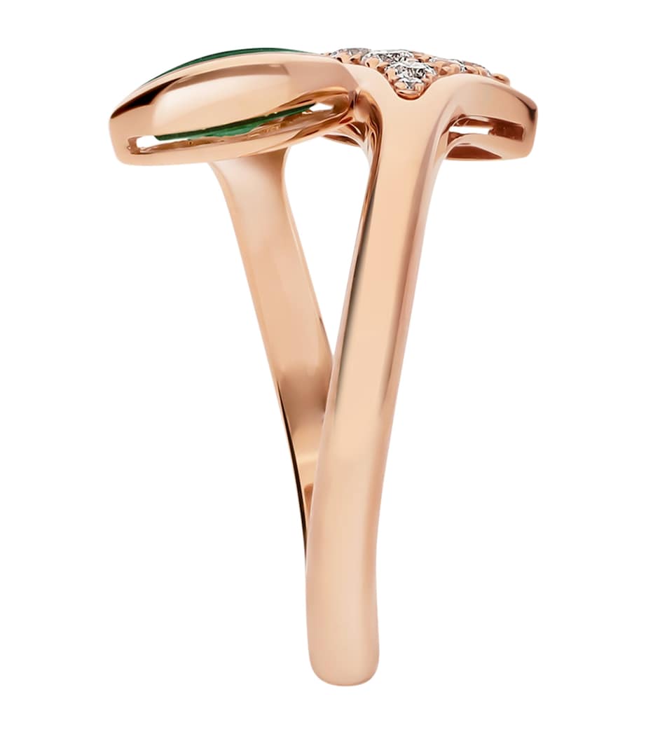 Bvlgari rose gold diamond malachite Divas' Dream ring, imported from the UK