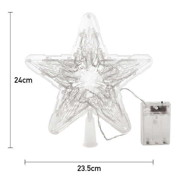 Livingandhome LED star tree topper transparent 24cm, imported from the UK