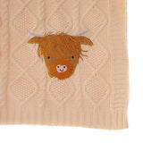 Ziggle baby blanket 70x90cm beige highland cow design (British brand)