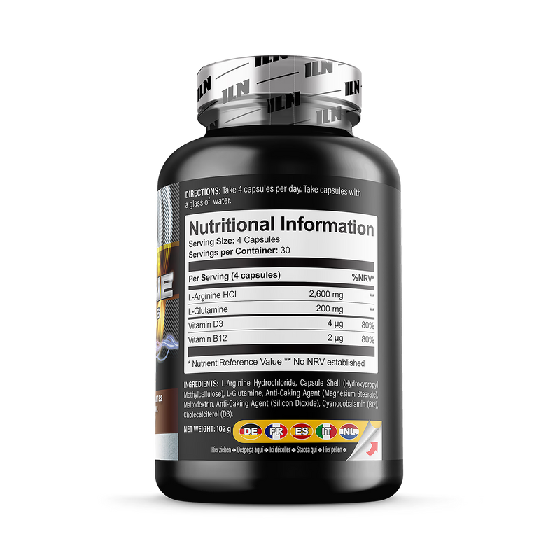 L Arginine capsules 2600mg with glutamine 120 capsules - British product