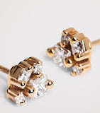 Suzanne Kalan rose gold diamond princess cluster stud earrings (British brand)