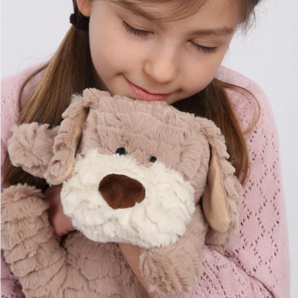 The Wheat Bag Co Beddy Buddies microwavable plush dog light brown (British brand)