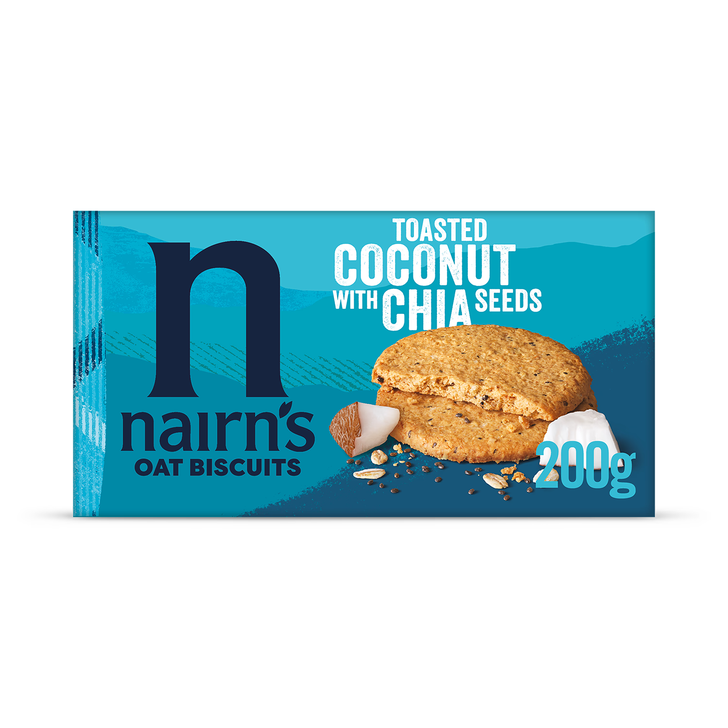 Nairn's Coconut & Chia Biscuits 200g, imported from the UK