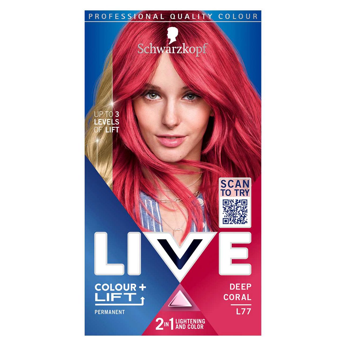 Schwarzkopf LIVE Colour + Lift Permanent Pink Hair Dye Deep Coral L77 GOODS Boots   