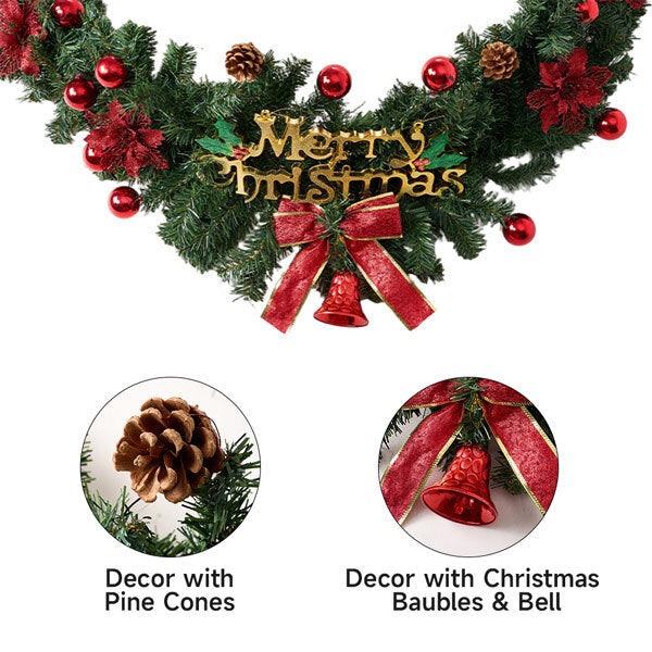 Livingandhome Elegant Christmas wreath 150cm, UK version