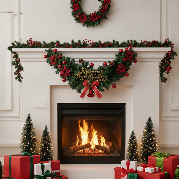 Livingandhome Elegant Christmas wreath 150cm, UK version