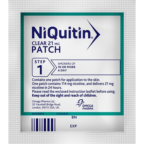 NiQuitin 21mg Step 1- 14 Nicotine Patches- Stop Smoking Aid