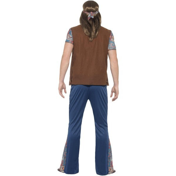 Smiffys Orion hippie costume blue top trousers headscarf medallion - British product