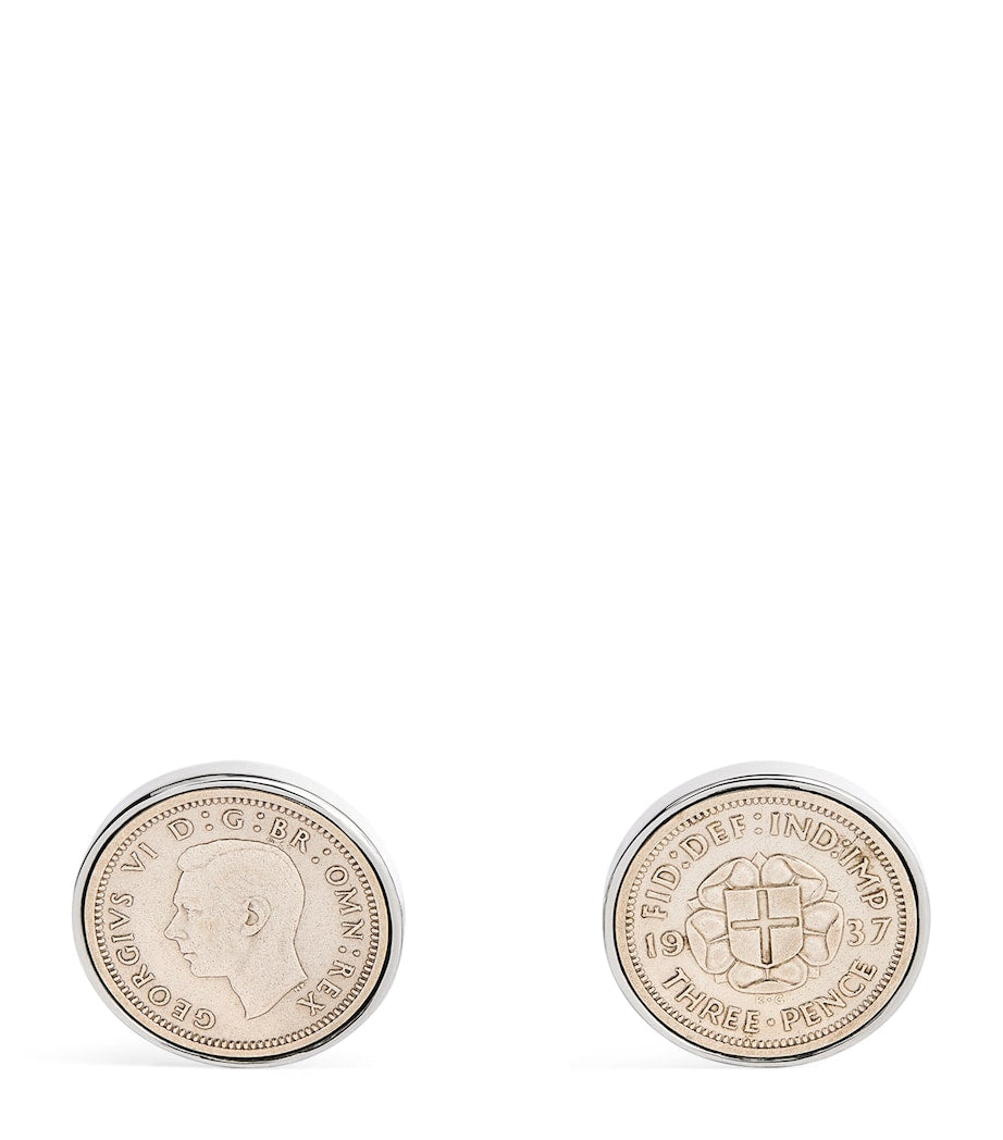 Babette Wasserman rhodium-plated coin cufflinks, UK version