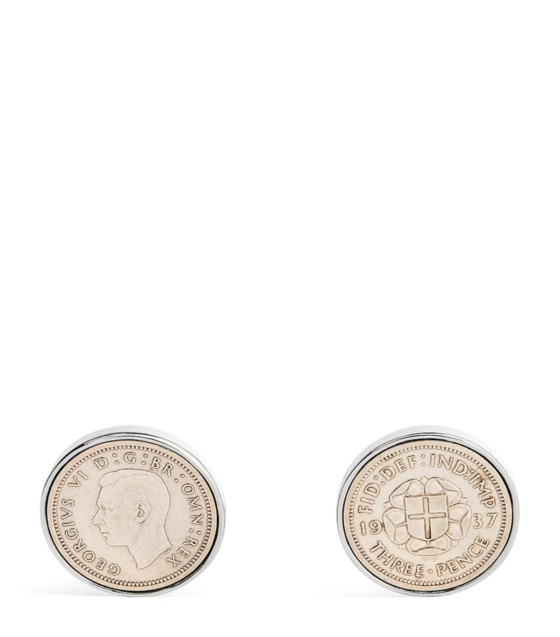 Babette Wasserman rhodium-plated coin cufflinks, UK version