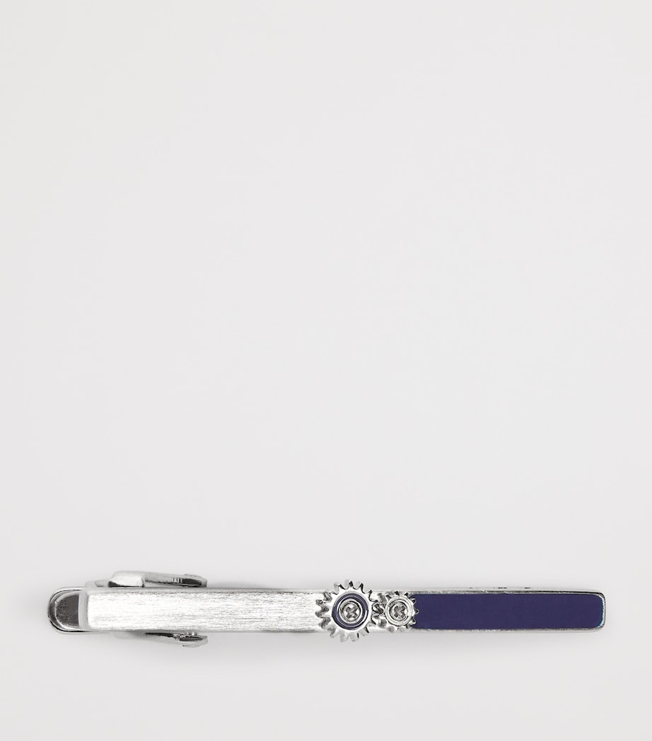 Tateossian gears tie clip brushed silver-tone enamel, UK version