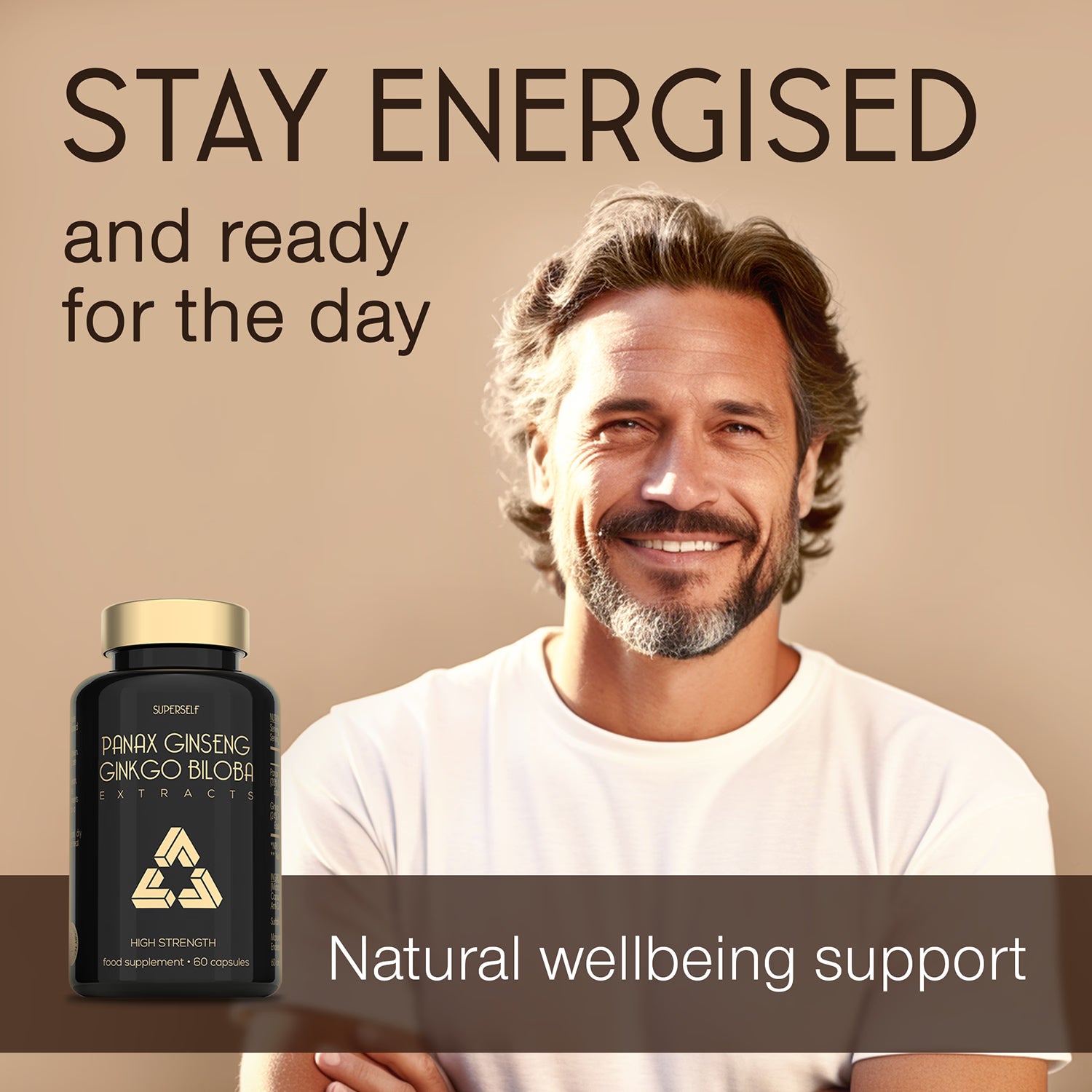 SuperSelf Panax Ginseng Ginkgo Biloba capsules 60 count, imported from the UK