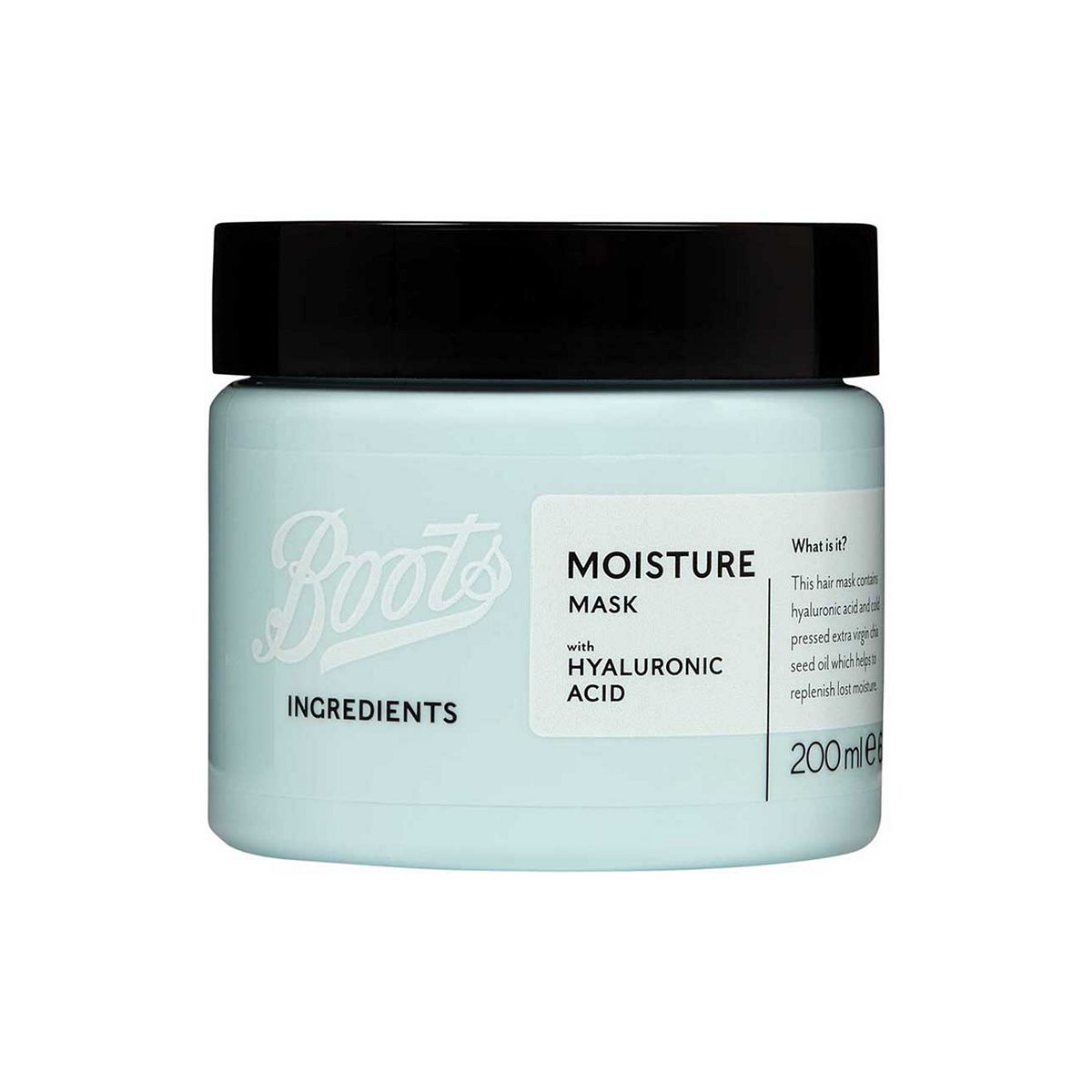 Boots Ingredients Hair Moisture Mask With Hyaluronic Acid 200ml GOODS Boots   