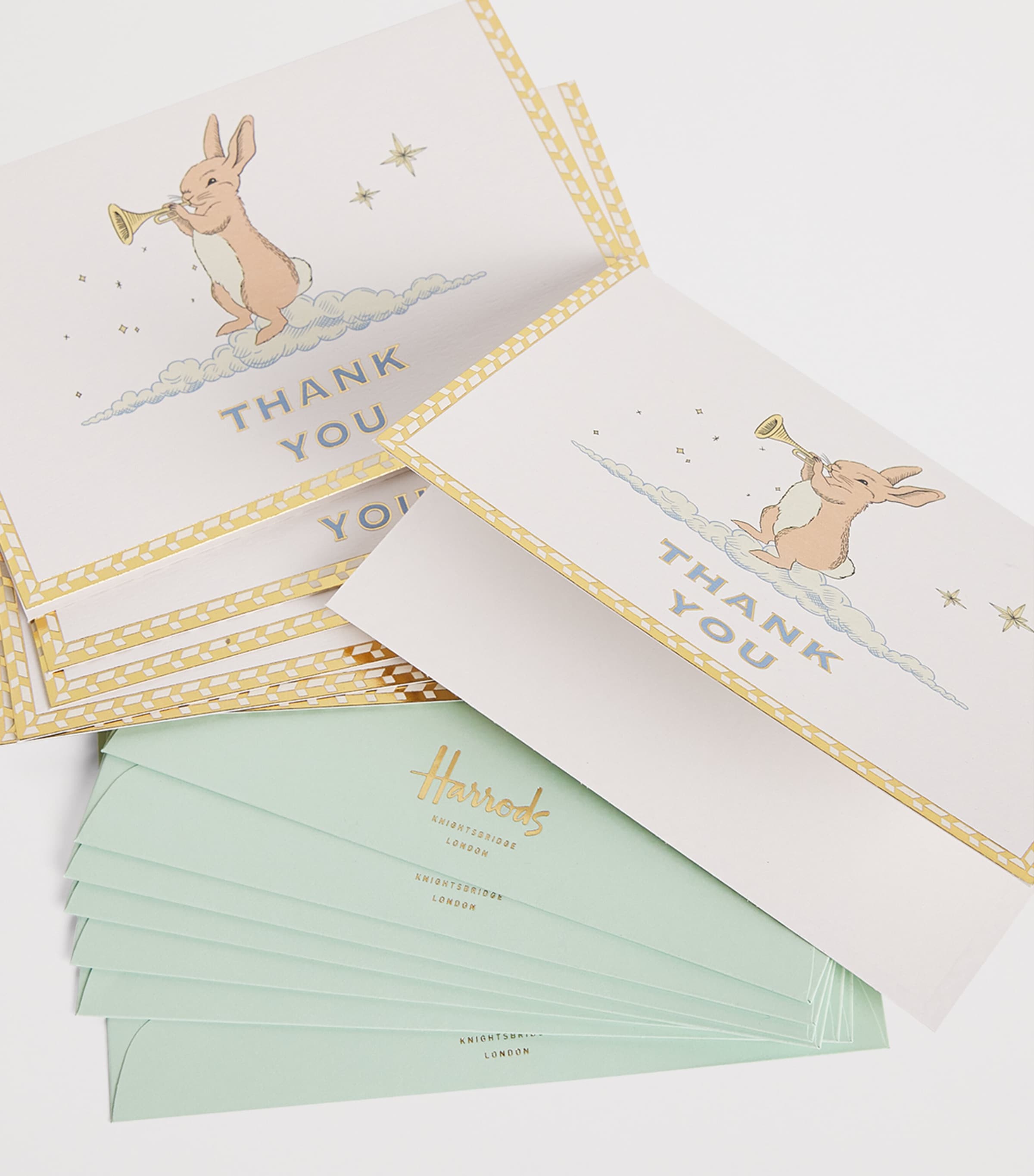 Harrods Bunny thank you cards pack of 8, UK version