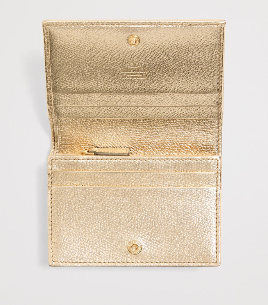 Valentino Garavani VLogo Signature lommebok metallisk skinn, UK-versjon