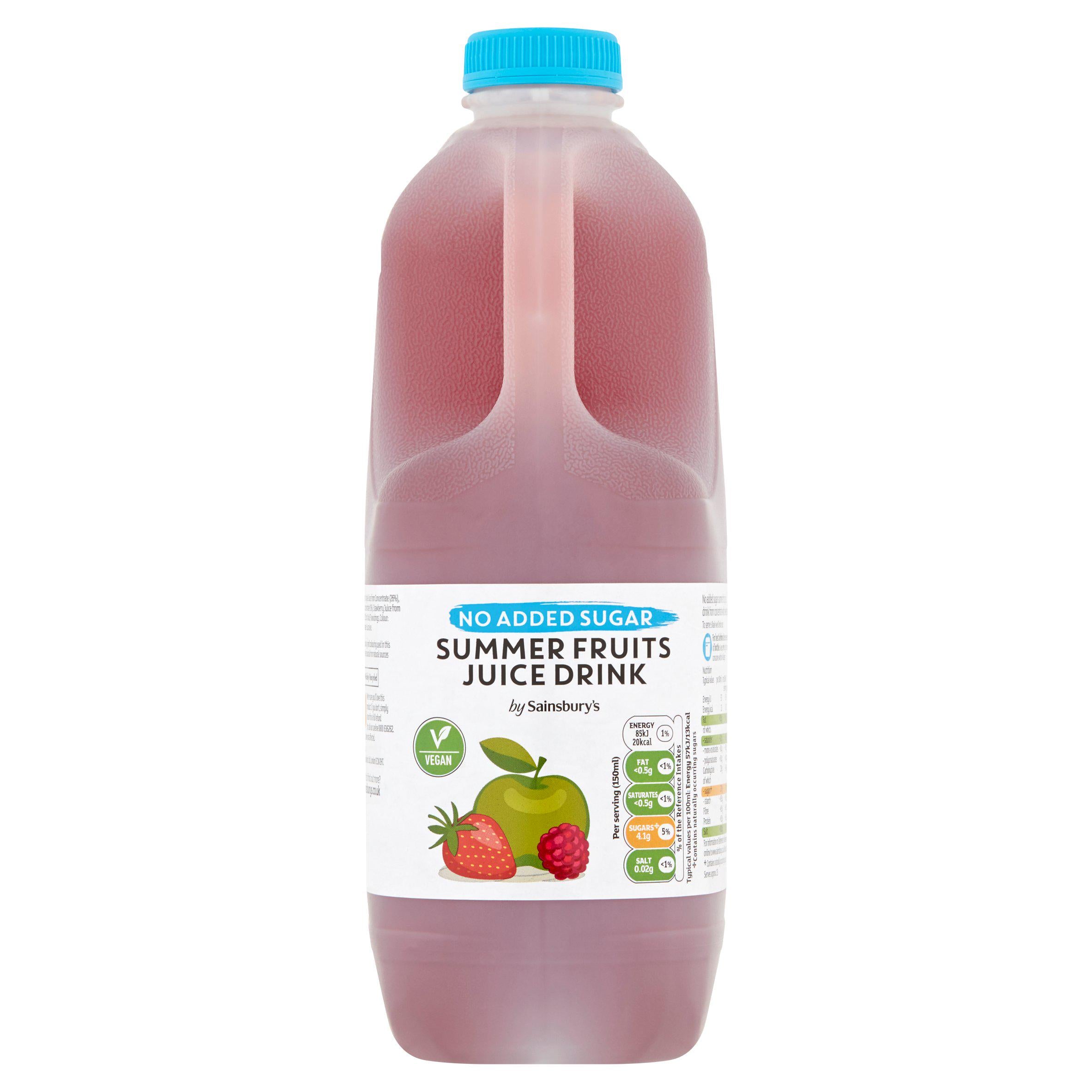 Sainsbury's No Added Sugar Summer Fruits Juice Drink 2L All chilled juice Sainsburys   