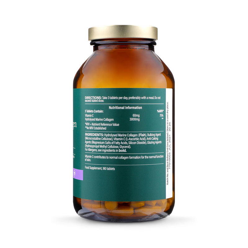 Holland Barrett Marine Collagen Vitamin C 180 tablets, imported from the UK