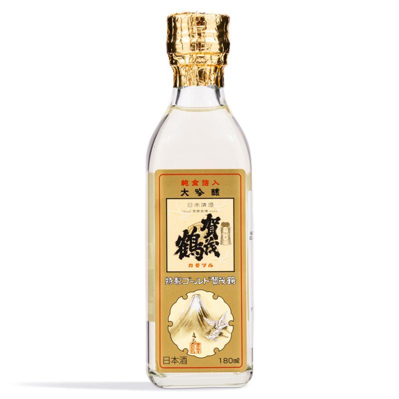 Kamotsuru Shuzo Gold Daiginjo sake with gold flakes, imported from the UK