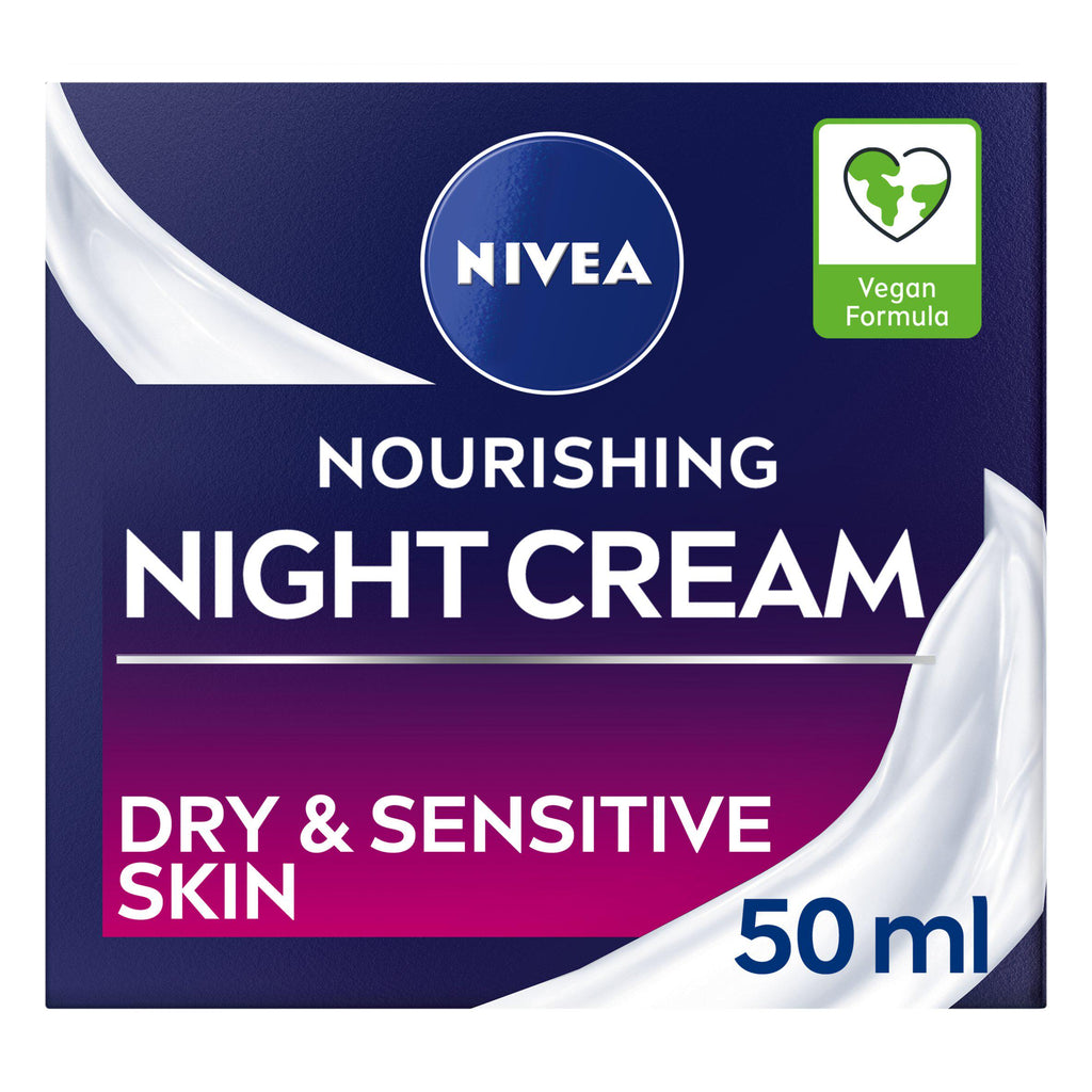 Nivea Nourishing Night Cream Moisturiser for Dry & Sensitive Skin 50ml