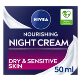 Nivea Nourishing Night Cream Moisturiser for Dry & Sensitive Skin 50ml All Sainsburys   