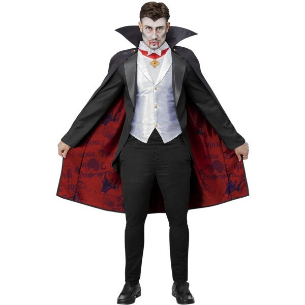 Smiffys Dracula adult costume with cape and medallion (British brand)