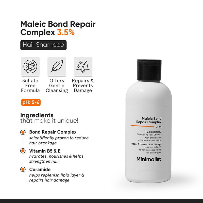 Minimalist hair shampoo Maleic Bond Repair Complex 3.5% 100ml, UK version