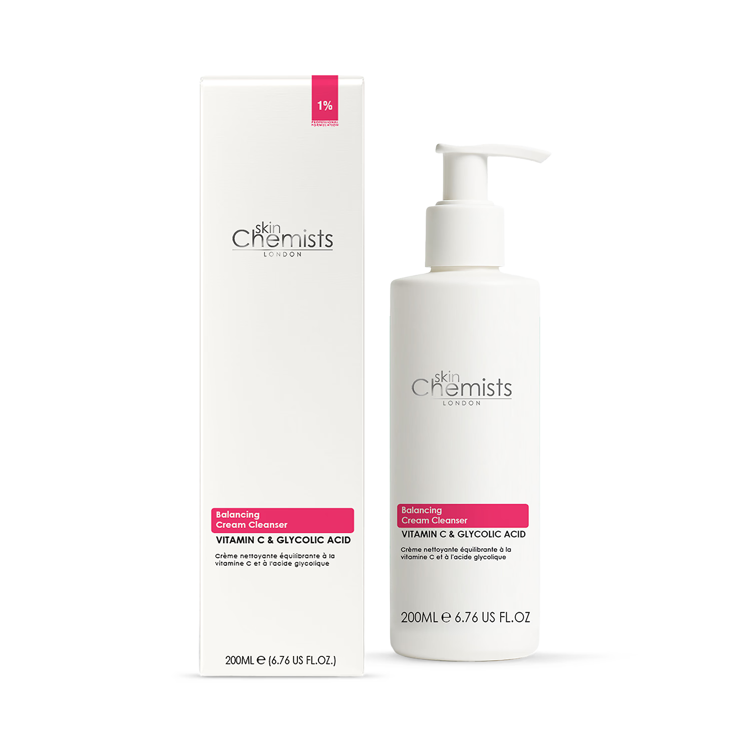 skinChemists balancing Vitamin C and Glycolic Acid cream cleanser 200ml (British brand)