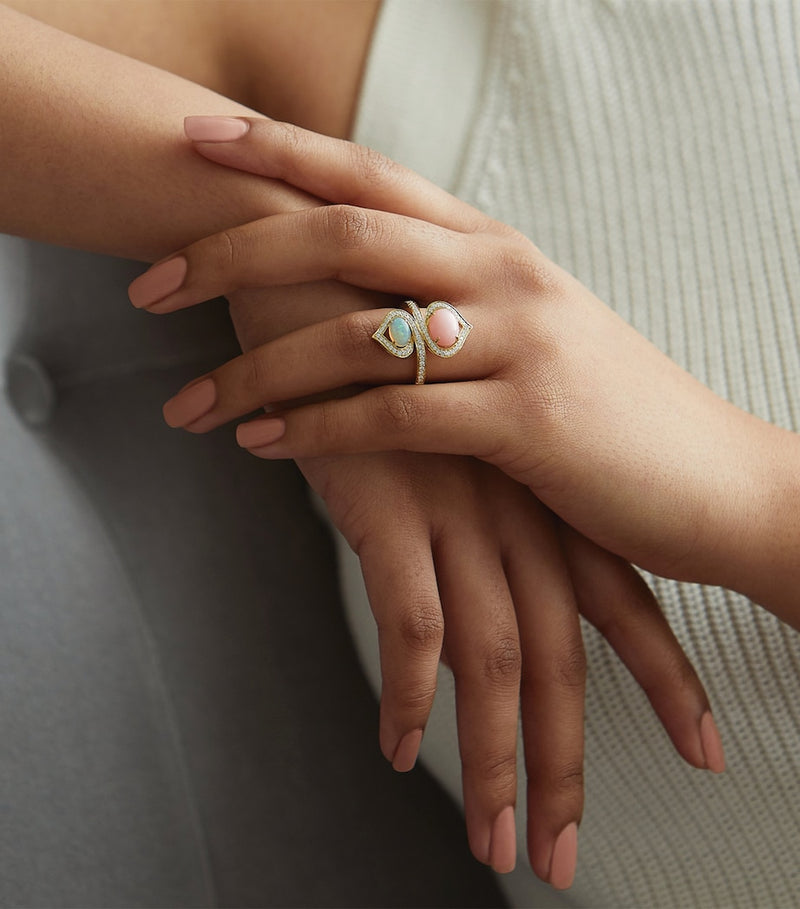 Boodles Woodland Ring yellow gold opal diamond - imported from the UK