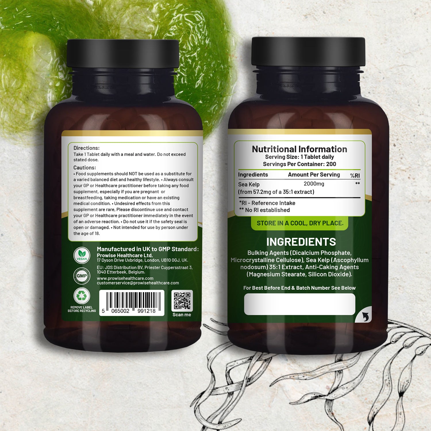 Prowise Healthcare sea kelp 2000mg vegan tablets, UK version