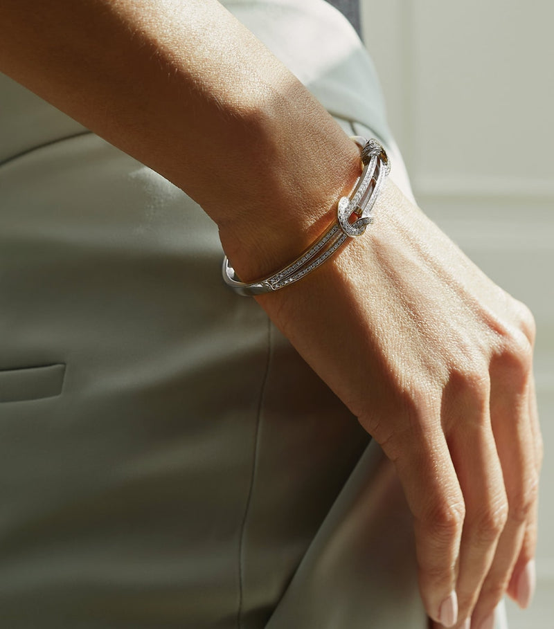Boodles white gold diamond knot bangle, UK version