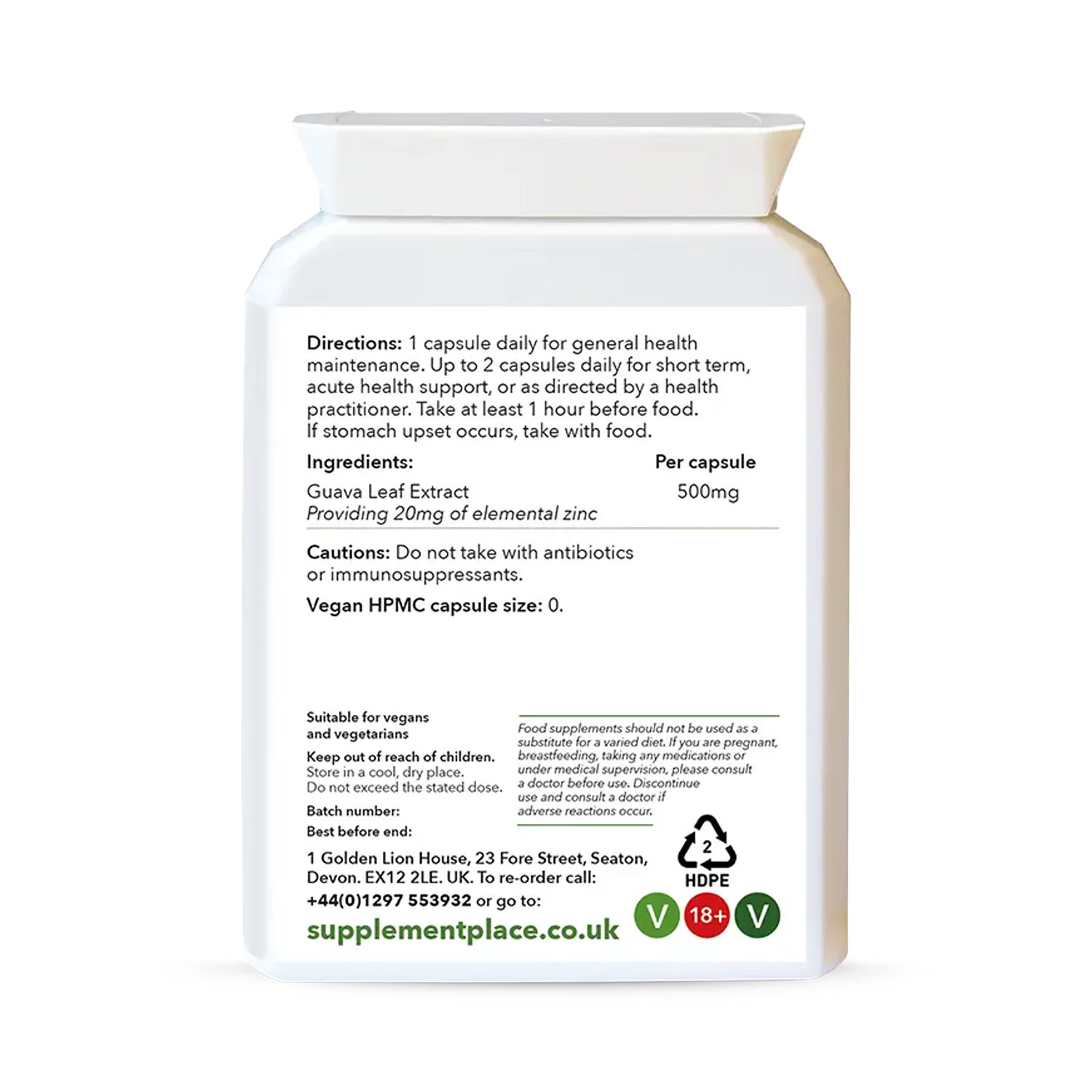 Supplement Place wholefood zinc 20mg 60 capsules (British brand)