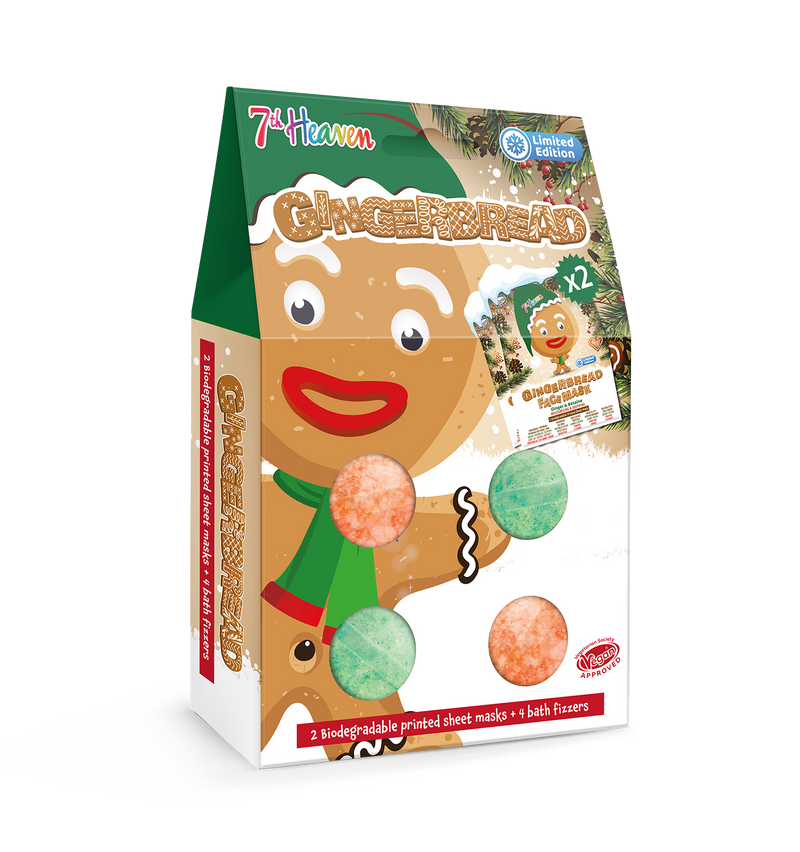 Gingerbread face mask and bath bomb set, UK version