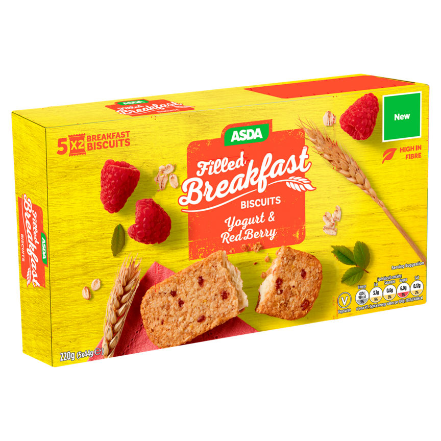 ASDA Filled Breakfast Biscuits Yogurt & Red Berry 5 x 44g