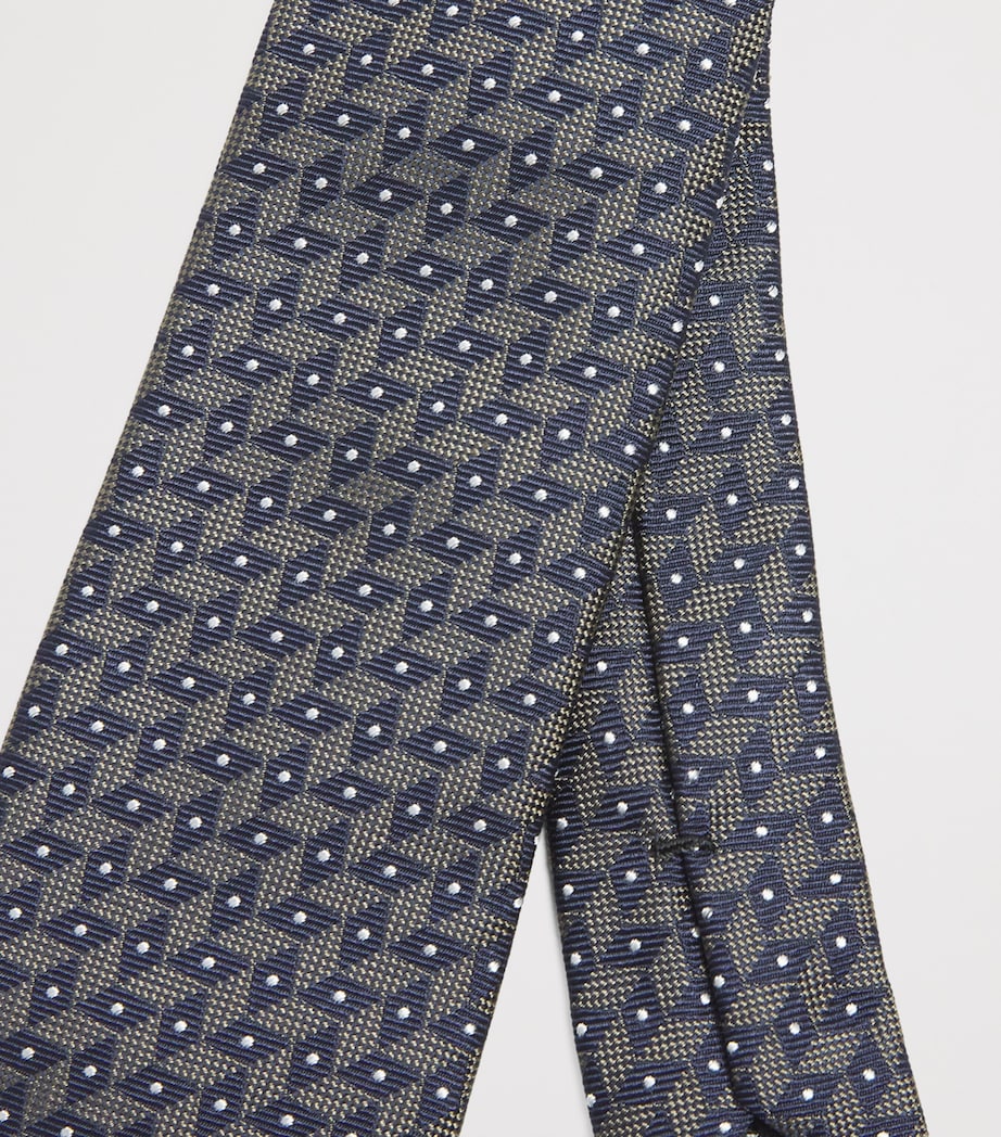 Giorgio Armani featherlight silk geometric tie - British product