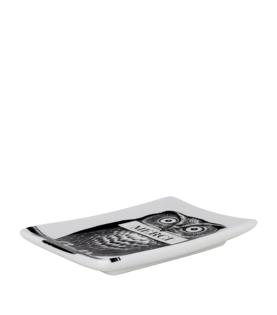 Fornasetti rectangular porcelain ashtray - British product