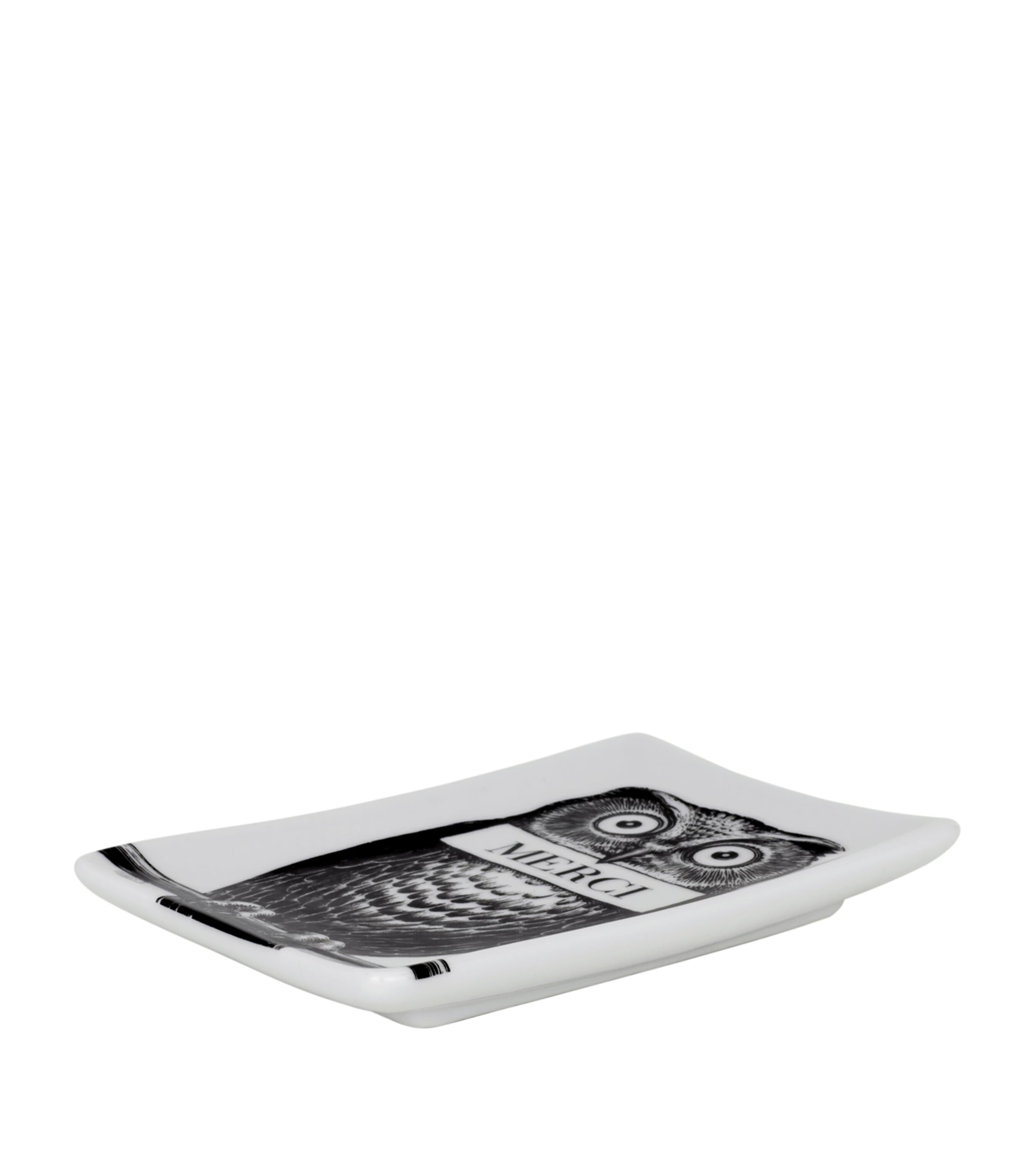 Fornasetti rectangular porcelain ashtray - British product