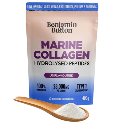 Superdrug Benjamin Button Pure Marine Collagen Powder Unflavoured Collagen Powder 400g- Buy online at McGrocer
